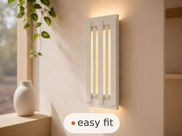 Wall Light | Nero Bauhaus Rectangular Plaster Wall Sconce | Soft Glow Uplighter | Paintable | LED Included | Easy Fit | Handmade UK