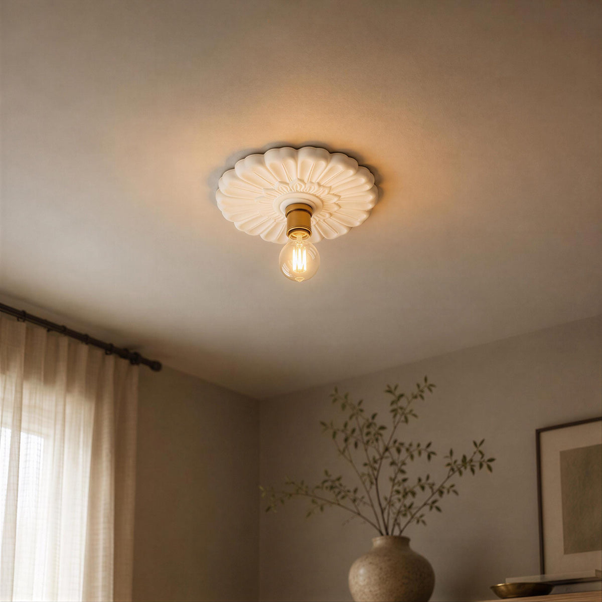 Classical Ceiling Medallion | Rosette Plaster Ceiling Rose | Bedroom | 8 Inch – Windsor