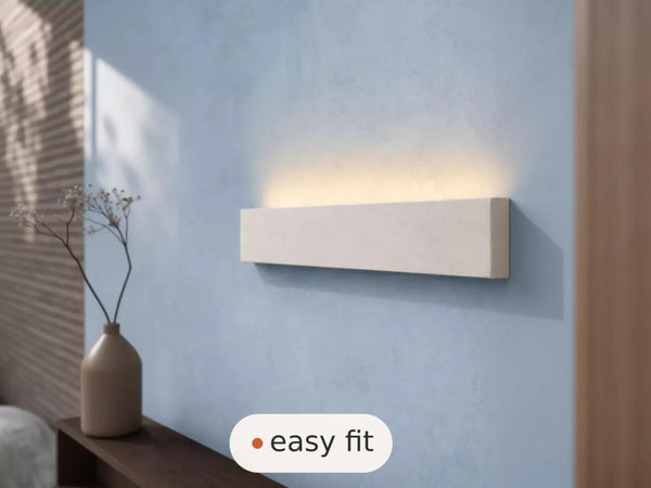 Wall Light | Lumen Linear Plaster Wall Sconce | Minimalist Horizontal Uplighter | Paintable | LED Included | Easy Fit | Handmade UK