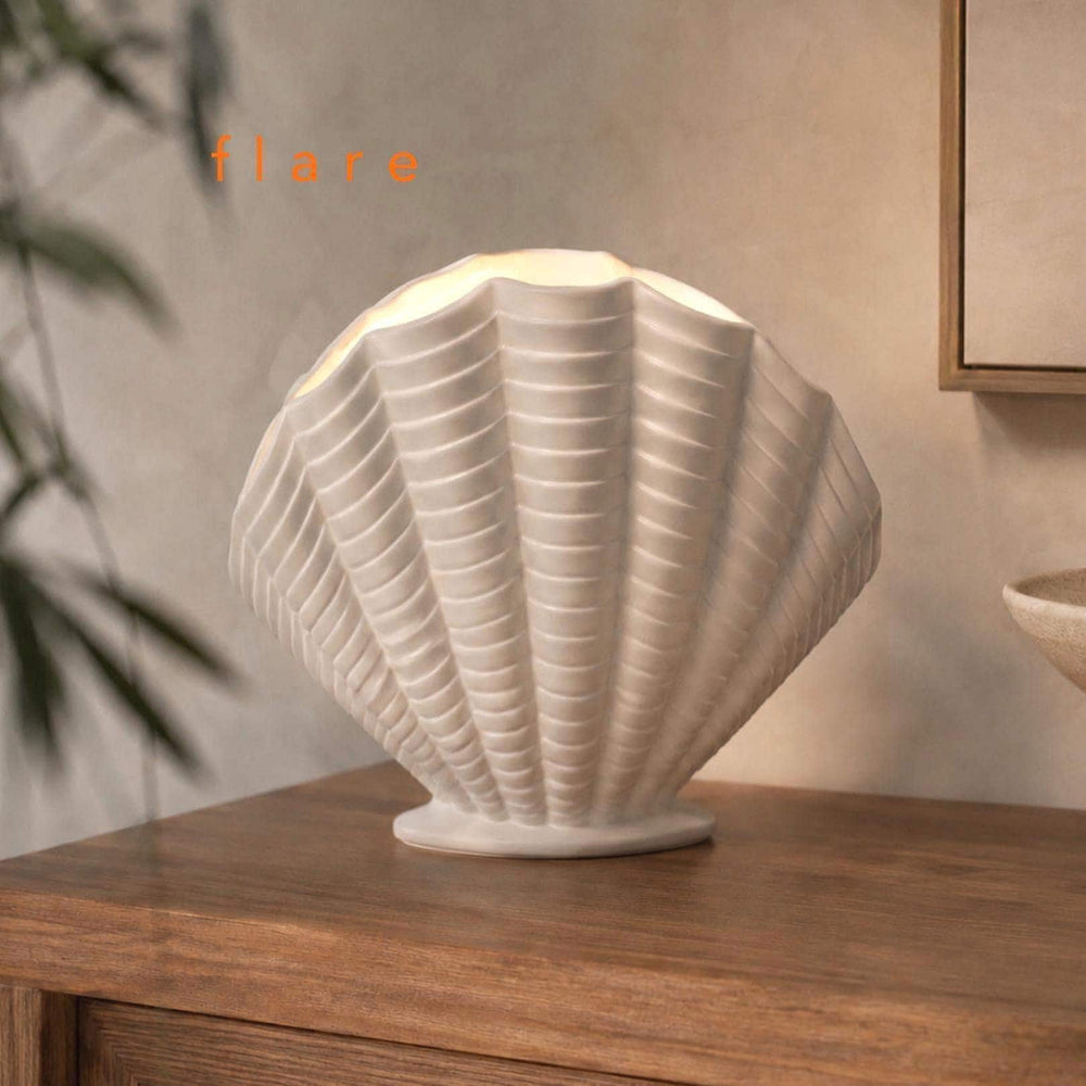 Table Lamp | Coastal Shell Plaster Table Lamp | Sculptural Ambient Lamp | Paintable | LED Included | Easy Fit | Handmade UK