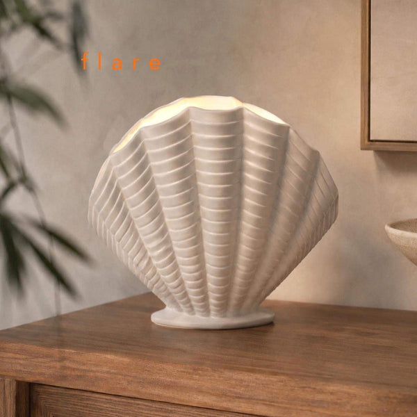 Table Lamp | Coastal Shell Plaster Table Lamp | Sculptural Ambient Lamp | Paintable | LED Included | Easy Fit | Handmade UK