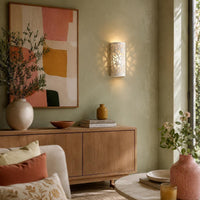 Wall Light | Bloom Floral Farmhouse Plaster Wall Sconce | Botanical Uplighter | Paintable | LED Included | Easy Fit | Handmade UK