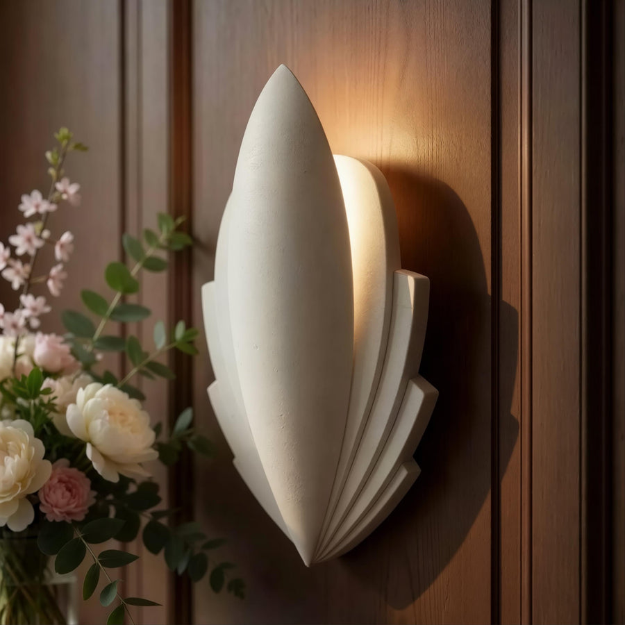 Handmade Wall Light | Multicolour Battery LED or Mains | Art Nouveau Art Deco Leaf — Flower — photograph 1