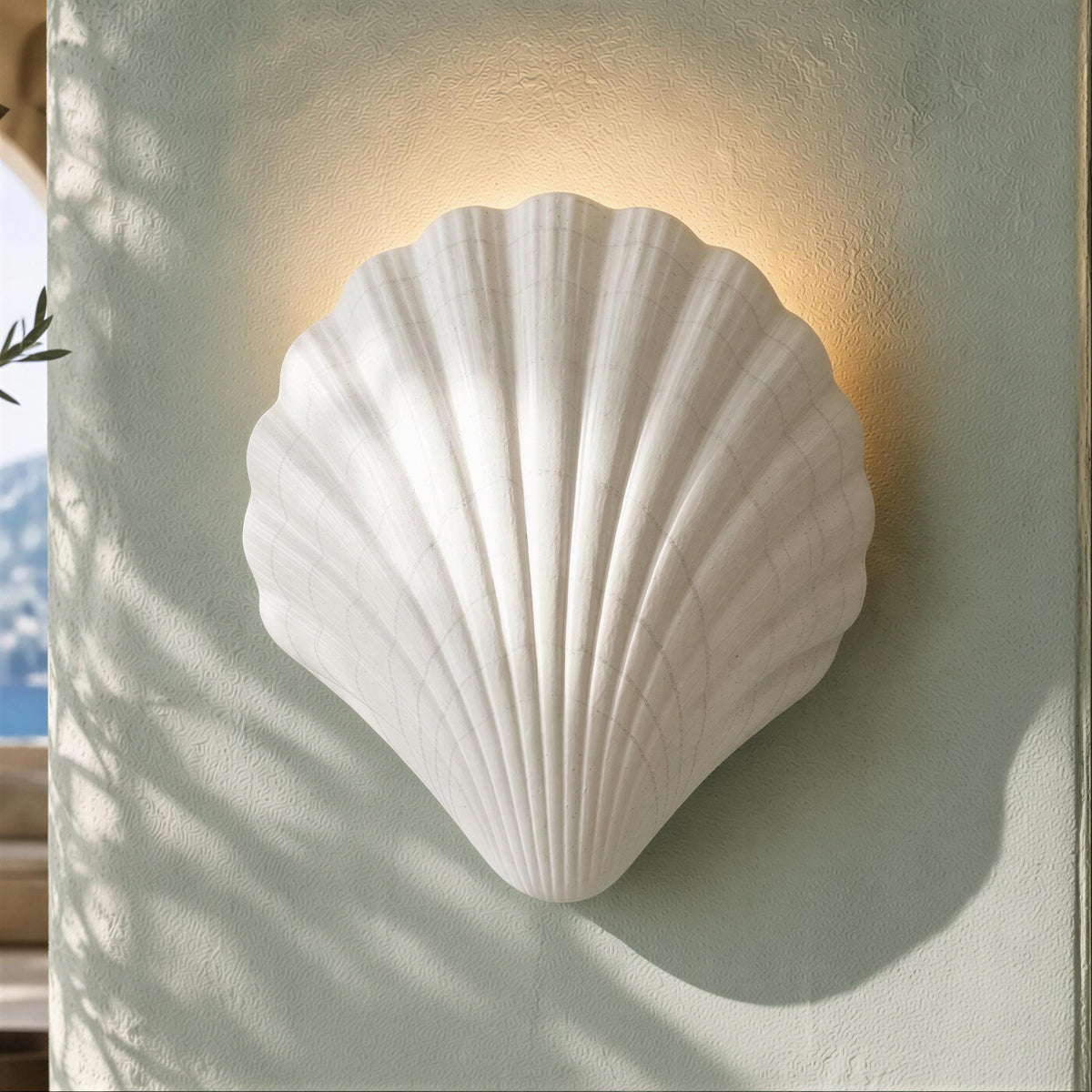 Handmade Wall Light | Multicolour Battery LED or Mains | Coastal Sconce, 7 in | Easy Install — Scallop Shell — photograph 5