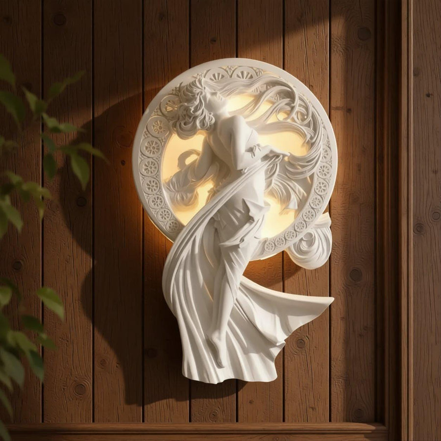 Handmade Wall Light | Multicolour Battery LED or Mains | Botanical Vintage Sconce, 11.5 × 8 in | Easy Install — Art Nouveau Sculptural — photograph 1