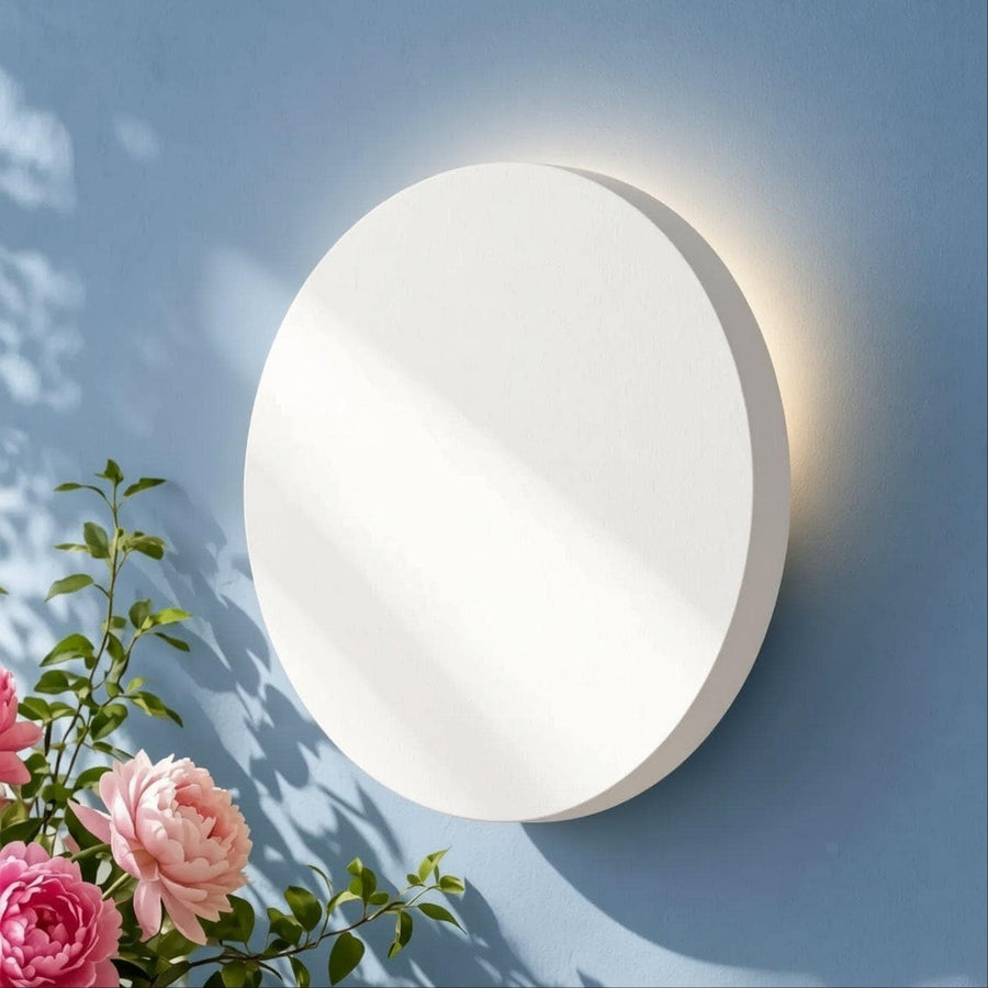 Handmade Wall Light | Multicolour Battery LED or Mains | Soft Minimalist Sconce, 9 in | Easy Install — Organic Round — photograph 1