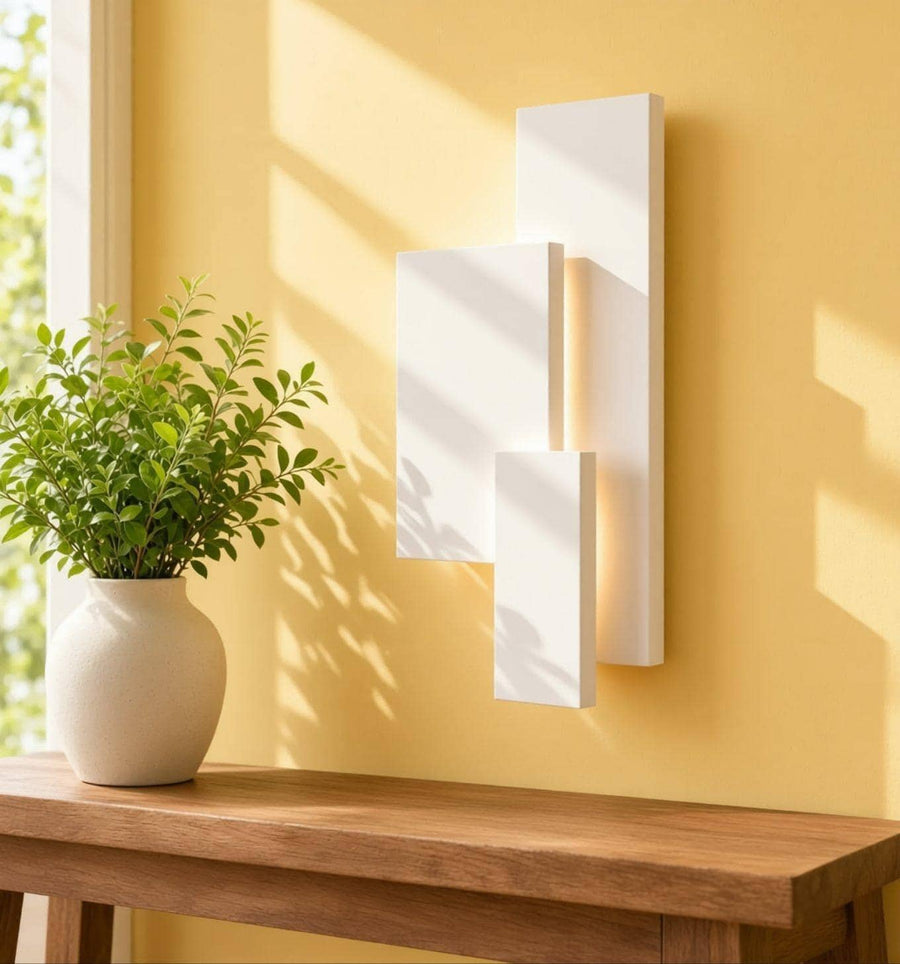 Handmade Wall Light | Multicolour Battery LED or Mains | Modernist Geometric, 11 in | Easy Install — Bauhaus Trio — photograph 1
