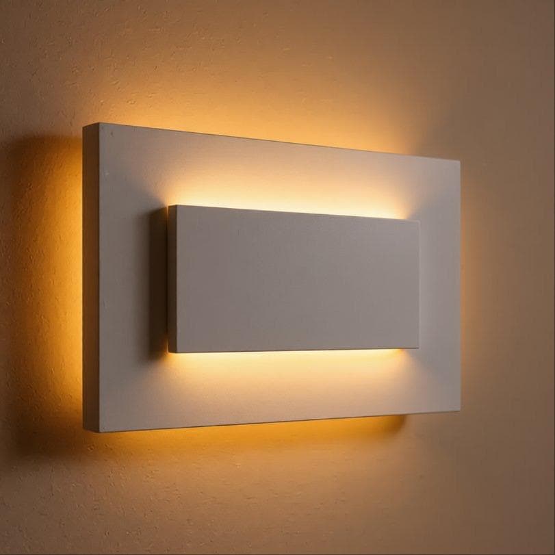 Handmade Wall Light | Multicolour Battery LED or Mains | Minimalist Geometric, 10 × 6 in | Easy Install — Linear — photograph 1