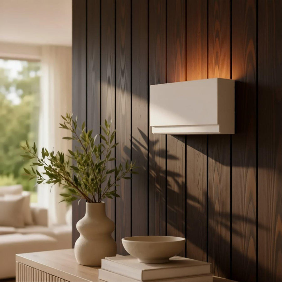 Handmade Wall Light | Multicolour Battery LED or Mains | Scandi Curved Sconce, 8 × 4 in | Easy Install — Japandi Curve — photograph 1