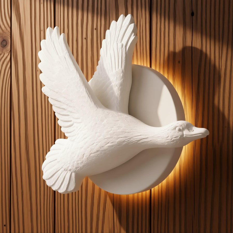 Handmade Wall Light | Multicolour Battery LED or Mains | Sculptural Botanical Sconce, 12 × 8 in | Easy Install — Art Nouveau Bird — photograph 1