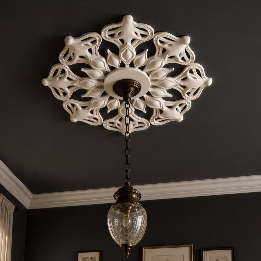 Ceiling Rose | Art Nouveau Victorian Medallion, 15 in | Handmade — Nomad — photograph 1