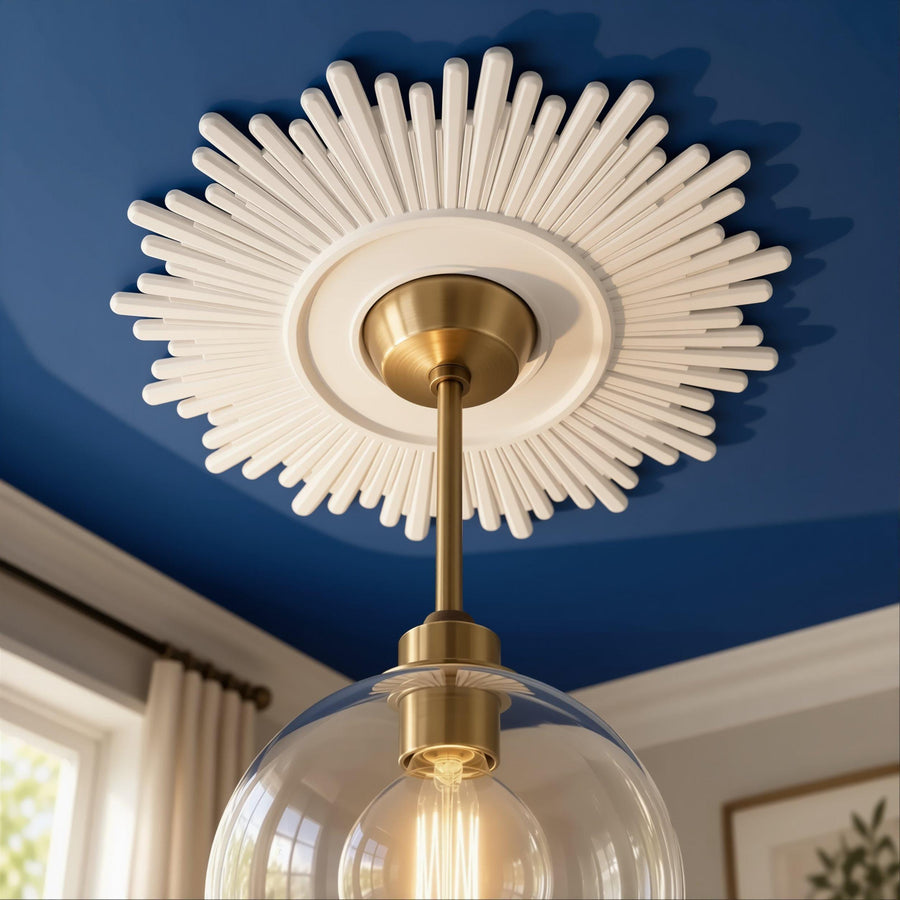 Ceiling Rose | Art Deco Sunburst Medallion, 11 in | Handmade — Pluto — photograph 1