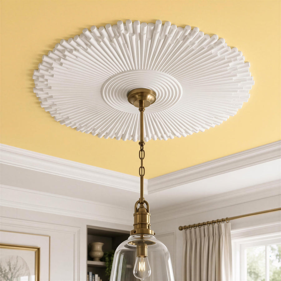 Ceiling Rose | Art Deco Sunburst Medallion, 22 in | Handmade — Cosmos — photograph 1