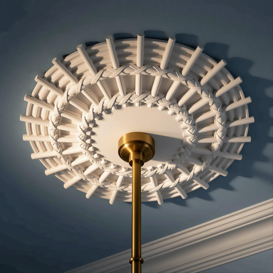 Ceiling Rose | Coastal Beach Medallion, 9.8 in | Handmade — Seaside Cottage — photograph 1