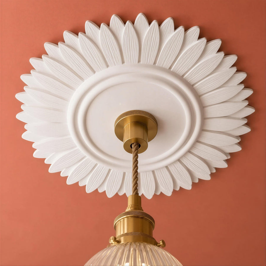 Ceiling Rose | Floral Victorian Medallion, 12 in | Handmade — Daisy — photograph 1
