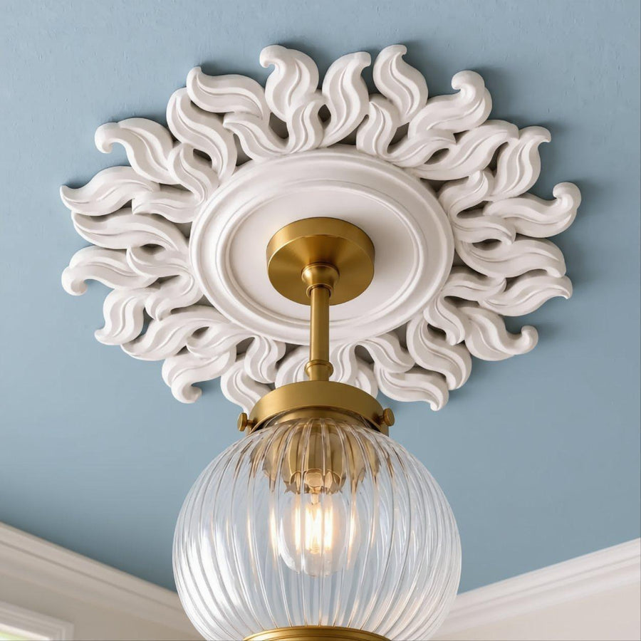 Ceiling Rose | Victorian Bohemian Medallion, 10 in | Handmade — Forest — photograph 1