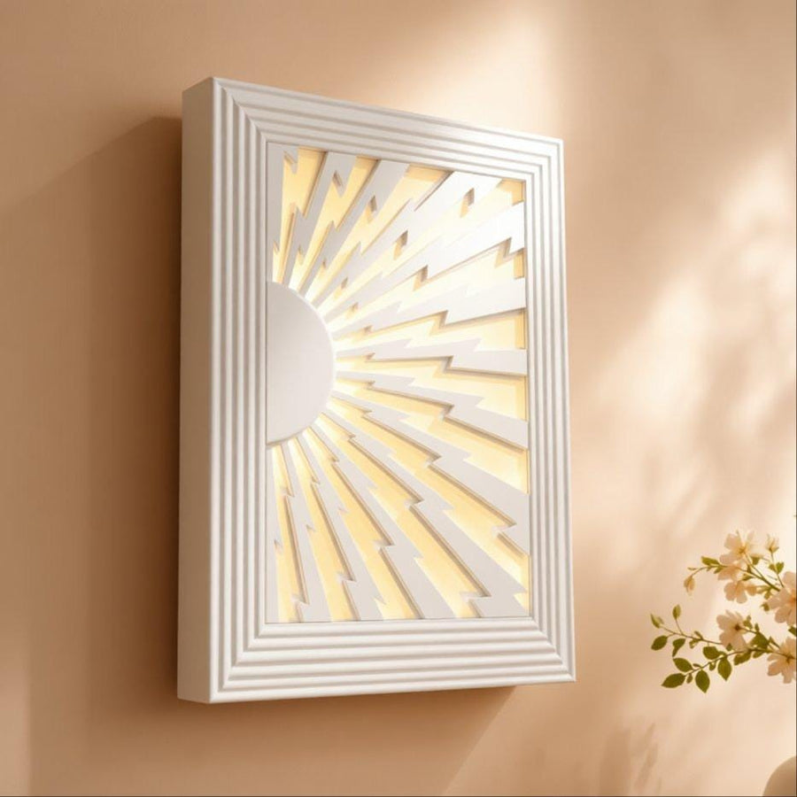 Handmade Wall Light | Multicolour Battery LED or Mains | Radiating Art Deco, 12 × 8 in | Easy Install — Sunburst — photograph 1