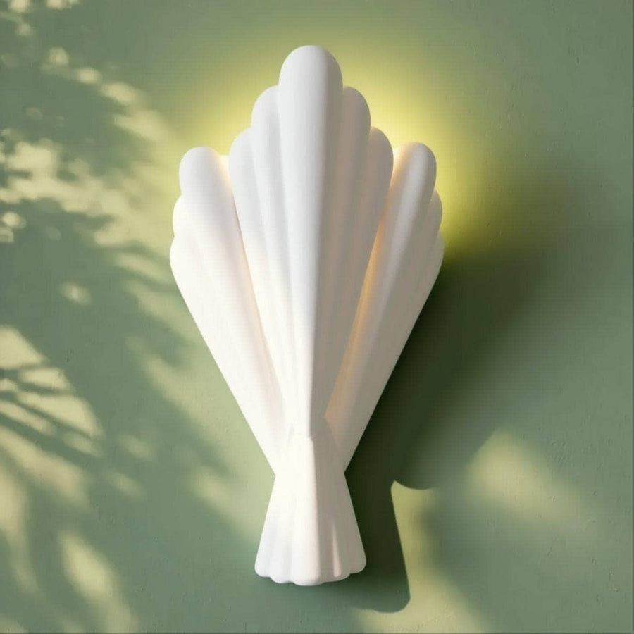 Handmade Wall Light | Multicolour Battery LED or Mains | Geometric Art Deco, 12 × 6 in | Easy Install — Paintable Sconce — photograph 1