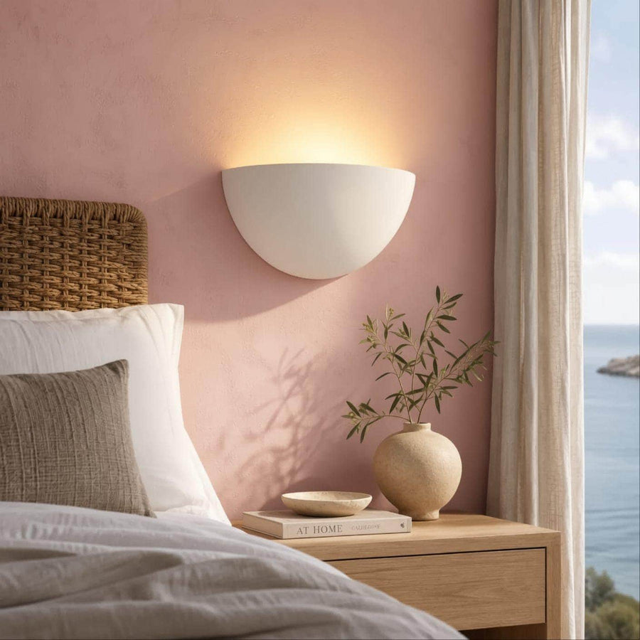 Handmade Wall Light | Multicolour Battery LED or Mains | Organic Ceramic Sconce, 9.9 × 5 in | Easy Install — Warm Minimalist — photograph 1