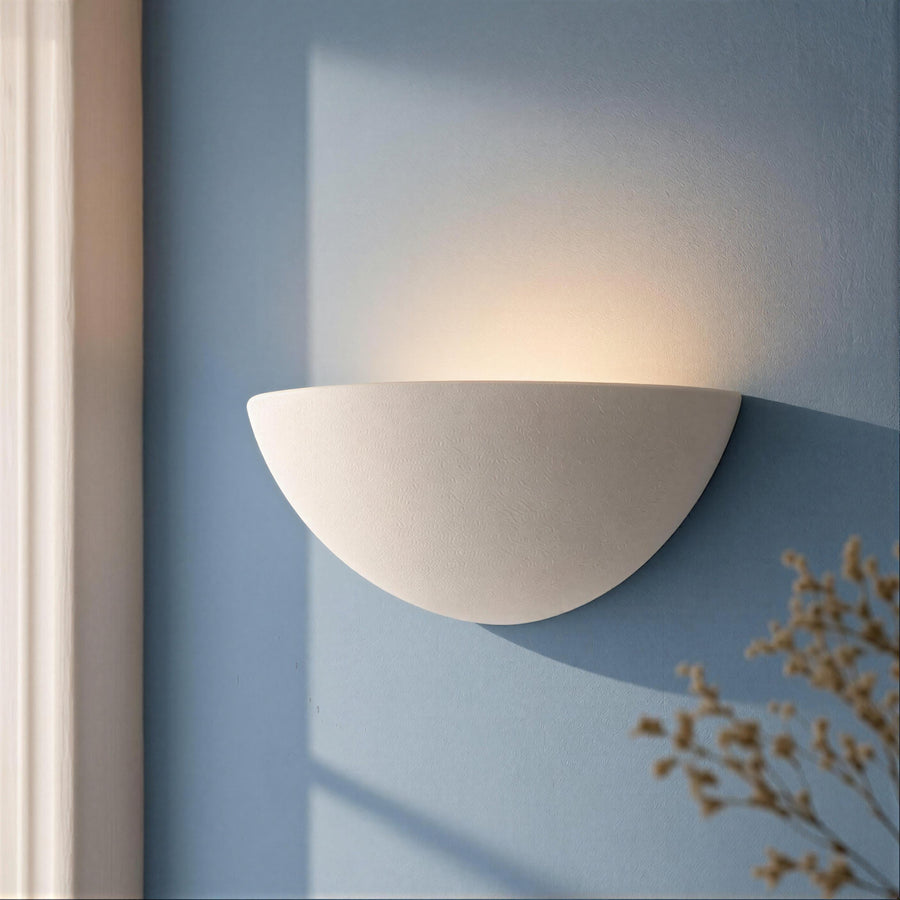 Handmade Wall Light | Multicolour Battery LED or Mains | Sculptural Ceramic Sconce, 10.6 × 3.7 in | Easy Install — Half Moon — photograph 1