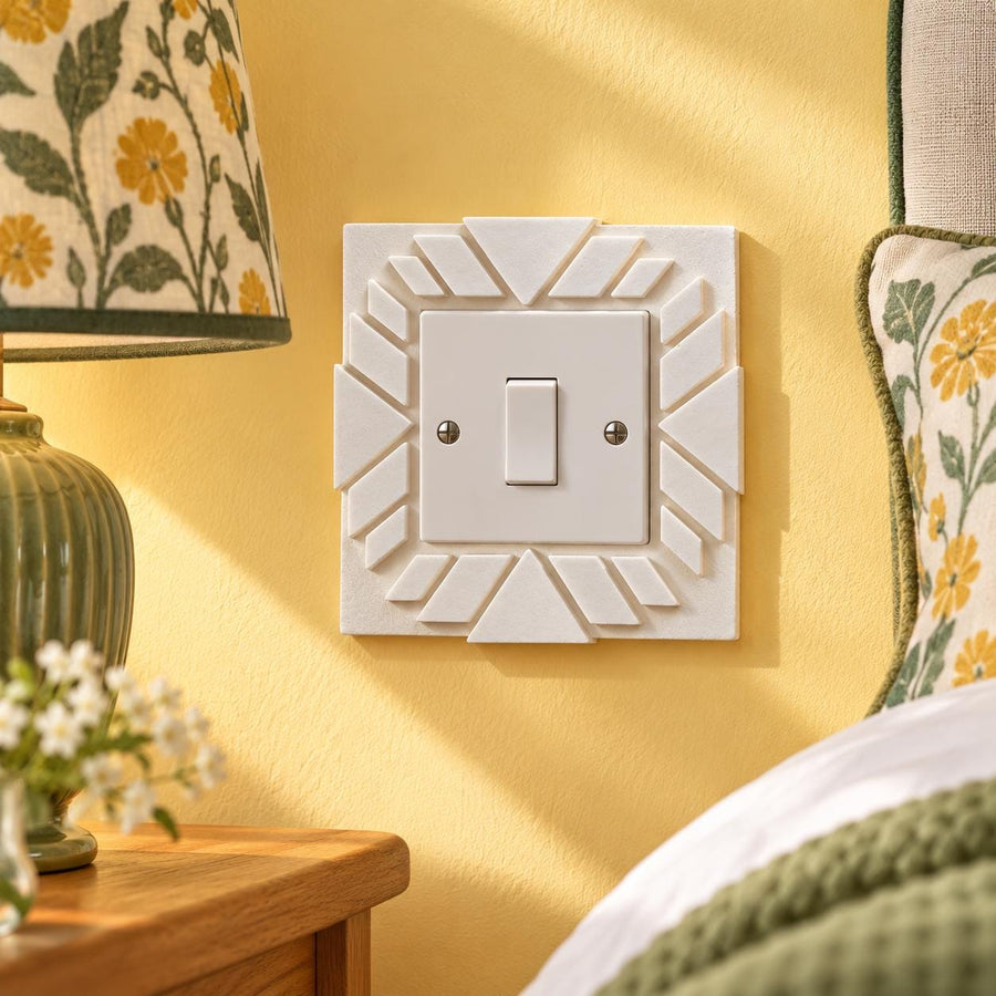 Art Deco Light Switch Surround | Sunburst, UK Single | Handmade — Aster — photograph 1