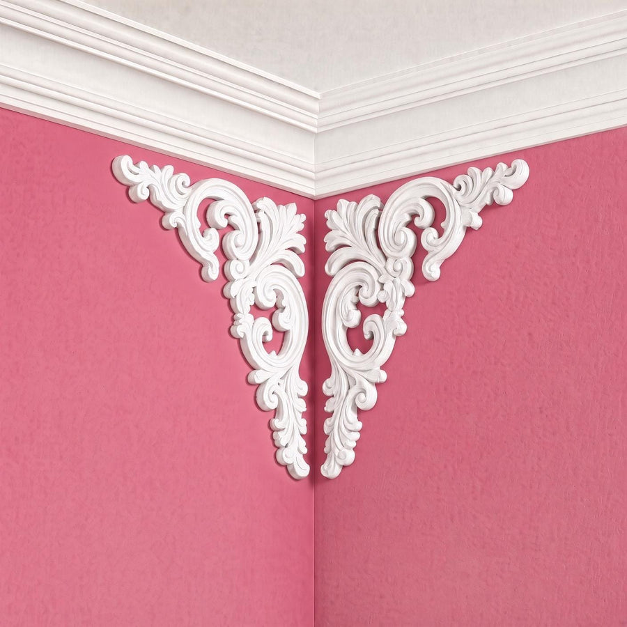 Decorative Corner Mouldings | Wall, Door & Cabinet Appliqués | Ornate Scroll Trim | Pair | Handmade — Bramwell — photograph 1