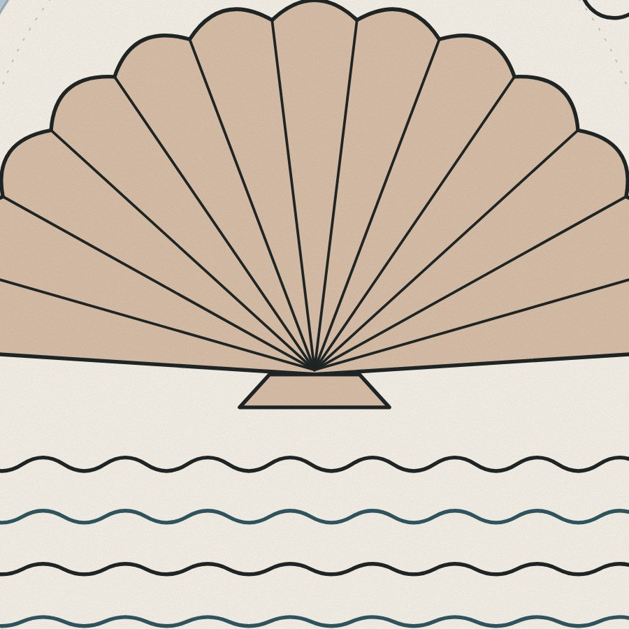 The scallop's ribs radiate like a sunburst, a shape designers have borrowed for centuries.