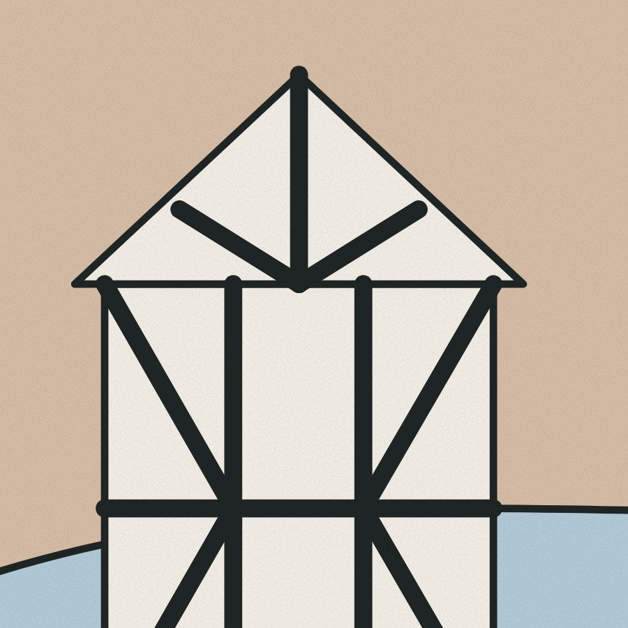 Shrewsbury's black-and-white timber framing, drawn in Flare style.